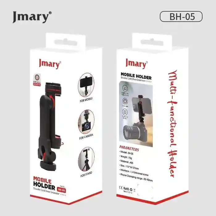 Jmary BH-05 Double Cold Shoe Extension Mobile Holder Clip Mount